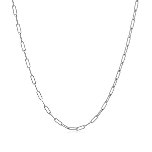 14K White Gold Fine Paperclip Chain (1.50 mm) - Image 2
