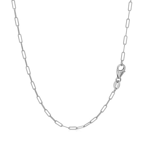 14K White Gold Fine Paperclip Chain (1.50 mm) - Image 3