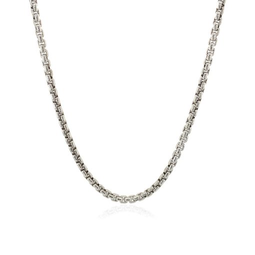 Sterling Silver Rhodium Plated Round Box Chain (2.20 mm) - Image 2