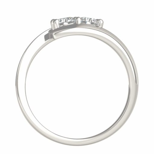 14k White Gold Round Two Stone Common Prong Diamond Ring (1/2 cttw) - Image 2