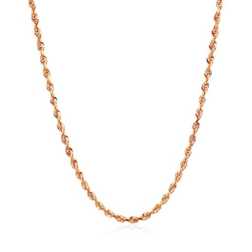 14k Rose Gold Solid Diamond Cut Rope Chain (2.30 mm) - Image 2