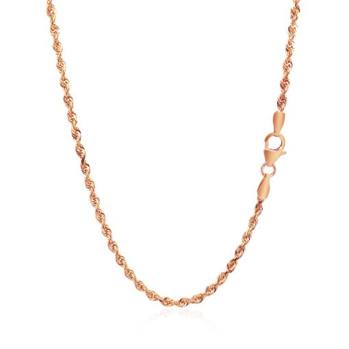 14k Rose Gold Solid Diamond Cut Rope Chain (2.30 mm) - Image 3