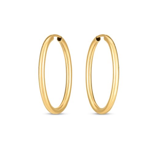 14k Yellow Gold Endless Oval Hoop Earrings(2x25mm) - Image 2