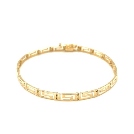 14k Yellow Gold Greek Fret Design Fancy Bracelet - Image 3