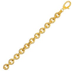 Textured Oval Link Bracelet in 14k Yellow Gold  (8.70 mm)
