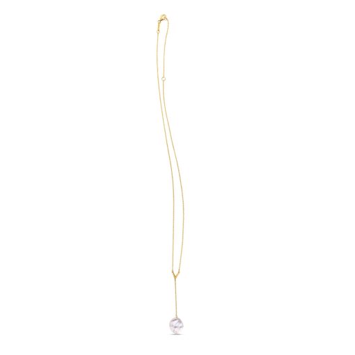 14k Yellow Gold Tesoro Pearl Lariat Necklace - Image 2