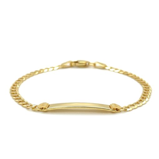 14k Yellow Gold Curb Link Style Childrens ID Bracelet (3.30 mm) - Image 2