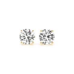 4 cttw Certified IGI Lab Grown Round Diamond Stud Earrings 14k Yellow Gold (G/VS2)