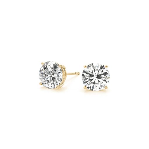 4 cttw Certified IGI Lab Grown Round Diamond Stud Earrings 14k Yellow Gold (G/VS2) - Image 3