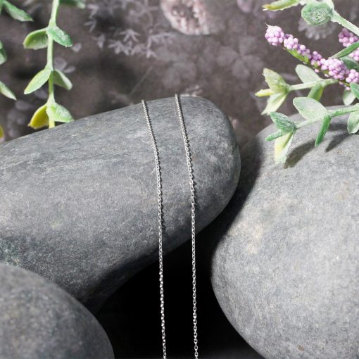 10k White Gold Oval Cable Link Chain (0.97 mm) - Image 4