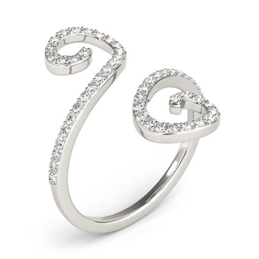 14k White Gold Diamond Open Flourish Style Ring (1/2 cttw) - Image 3