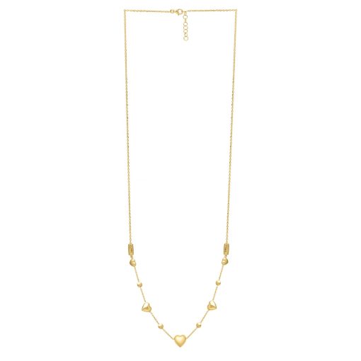 14k Yellow Gold Puff Heart Adjustable Necklace - Image 2