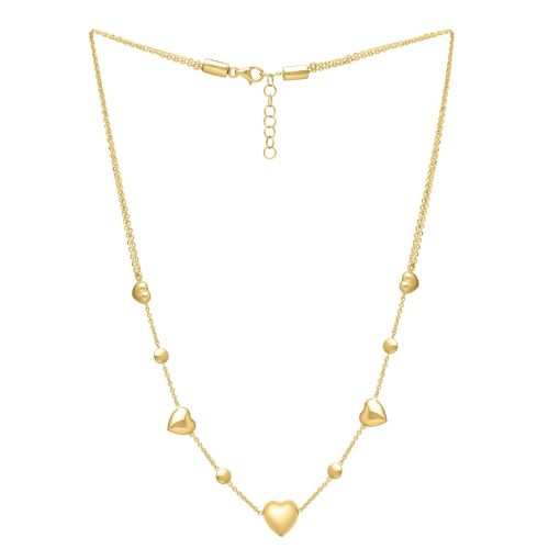 14k Yellow Gold Puff Heart Adjustable Necklace - Image 3