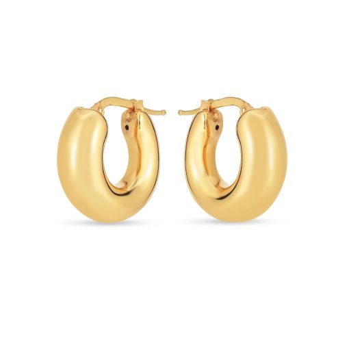 14k Yellow Gold Small Puffy Hoops - Image 2