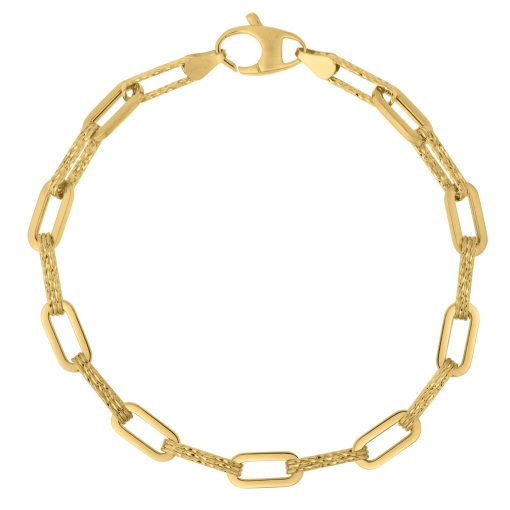 14k Yellow Gold Diamante Paperclip Chain Bracelet (4.00 mm) - Image 2