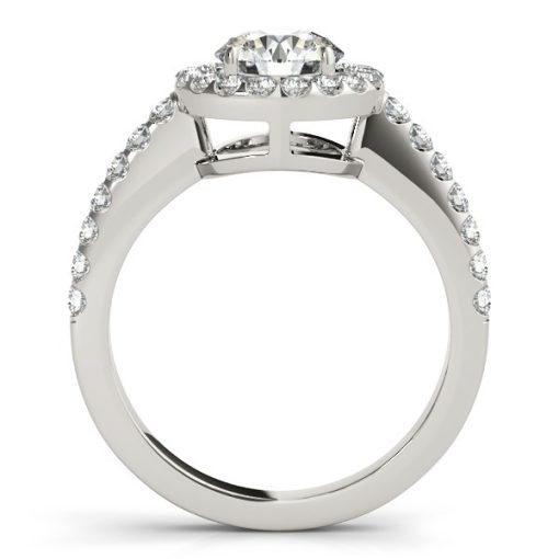 14k White Gold Classic with Pave Halo Diamond Engagement Ring (1 1/2 cttw) - Image 2
