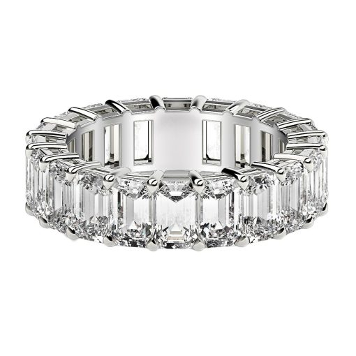 Emerald Cut Lab Grown Diamond Eternity Ring in 14k White Gold (7 cttw FG/VS2) - Image 2