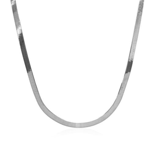14k White Gold Super Flex Herringbone Chain (2.80 mm) - Image 2