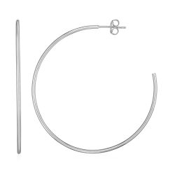14k White Gold Polished Hoop Earrings(1.5x50mm)
