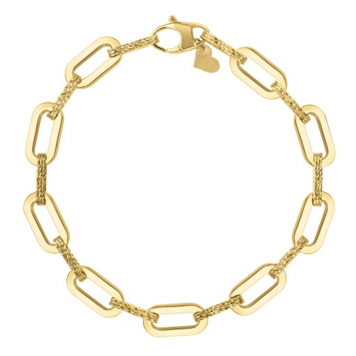 14k Yellow Gold Diamante Paperclip Chain Bracelet (7.00 mm) - Image 2