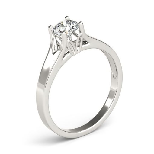 14k White Gold Prong Set Style Solitaire Diamond Engagement Ring (1/2 cttw) - Image 3