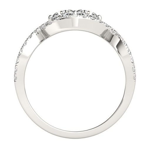 14k White Gold Split Shank Infinity Two Stone Round Diamond Ring (1/2 cttw) - Image 2