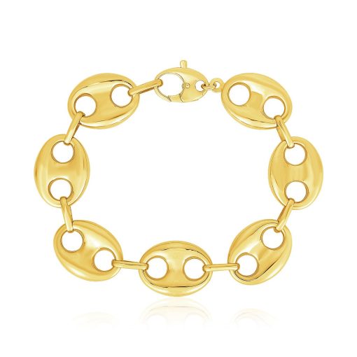 14k Yellow Gold High Polish Lite Puffed Mariner Link Bracelet  (21.00 mm) - Image 2