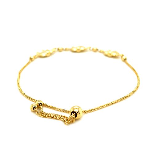 14k Yellow Gold Elephant Station Lariat Style Bracelet - Image 3