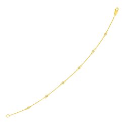 14k Yellow Gold 7 inch Bracelet with Diamond Stations