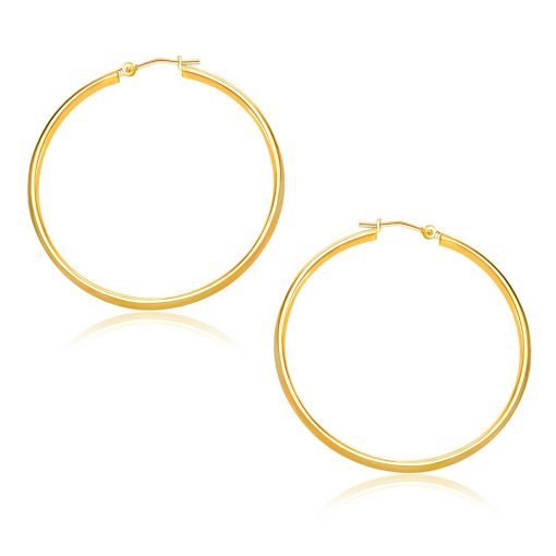 10k Yellow Gold Polished Hoop Earrings (1.5x30mm)