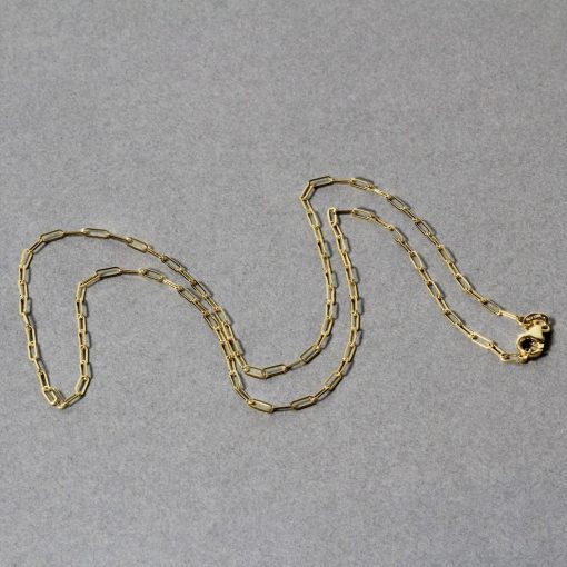 18K Yellow Gold Fine Paperclip Chain (1.50 mm) - Image 5