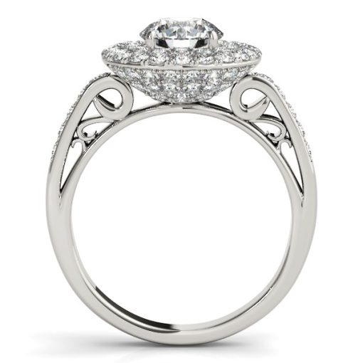 14k White Gold Diamond with Two-Row Pave Border Engagement Ring (2 cttw) - Image 4