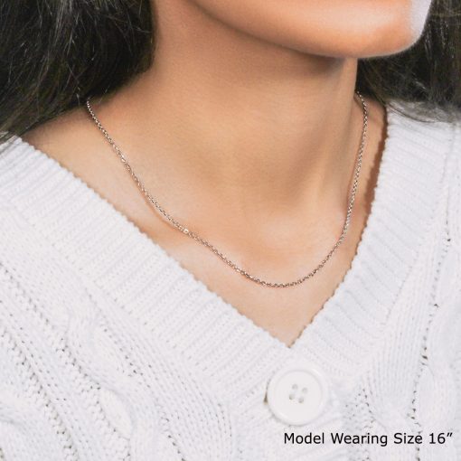 18k White Gold Diamond Cut Cable Link Chain (1.40 mm) - Image 2