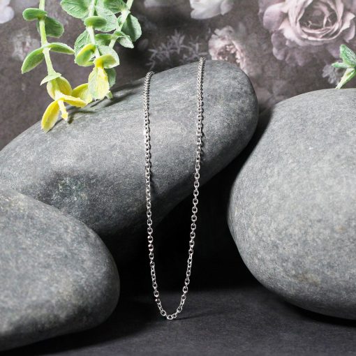 18k White Gold Diamond Cut Cable Link Chain (1.40 mm) - Image 5
