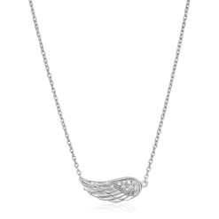 Sterling Silver Textured Angel Wing Necklace