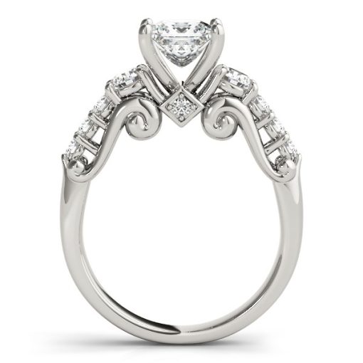 14k White Gold 3 Stone Antique Design Diamond Engagement Ring (1 3/4 cttw) - Image 2