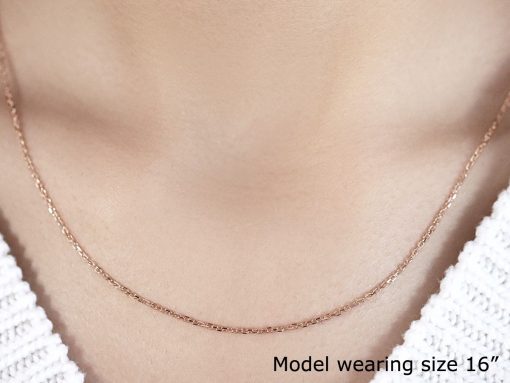 14k Rose Gold Diamond Cut Cable Link Chain (1.30 mm) - Image 4