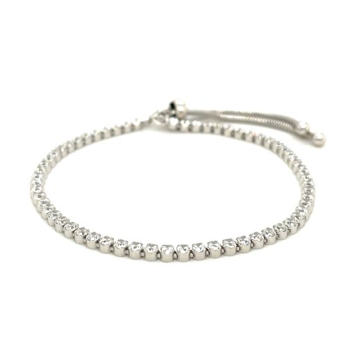 Adjustable Tennis Style Bracelet with Cubic Zirconia in Sterling Silver (4.00 mm) - Image 2