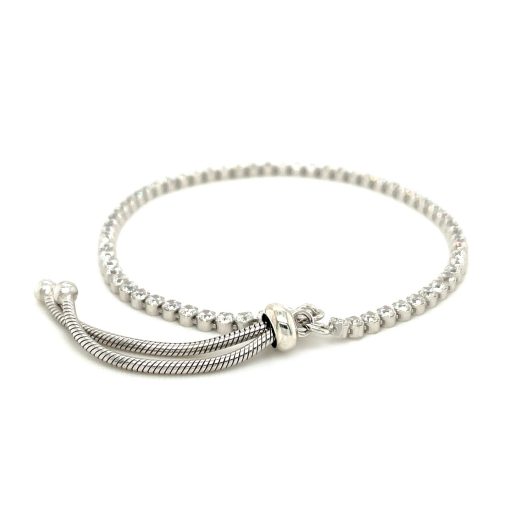 Adjustable Tennis Style Bracelet with Cubic Zirconia in Sterling Silver (4.00 mm) - Image 3