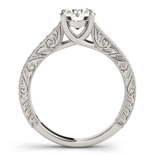 14k White Gold Trellis Antique Style Diamond Engagement Ring (1 1/4 cttw) - Image 2