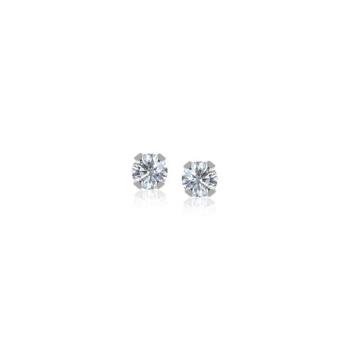 14k White Gold White Cubic Zirconia Stud Earrings(2mm)