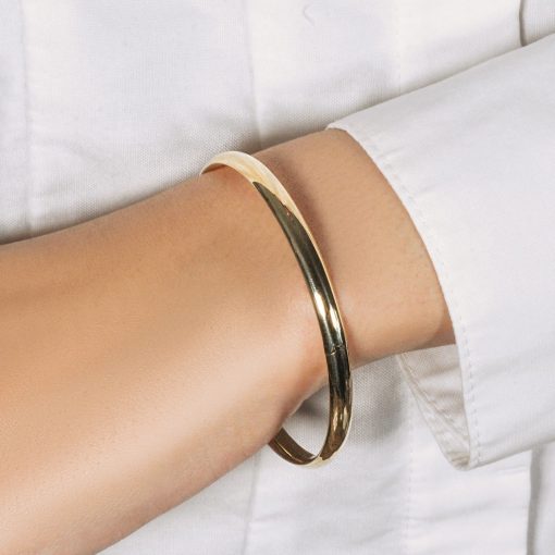 10k Yellow Gold Dome Style Shiny Bangle (3.30 mm) - Image 2