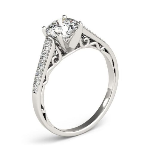 14k White Gold Cathedral Design Diamond Engagement Ring (1 1/4 cttw) - Image 3
