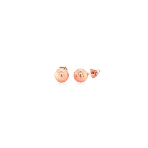 14k Rose Gold Classic Round Shape Stud Earrings (6mm) - Image 2
