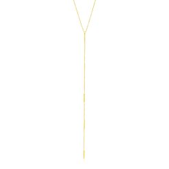 14k Yellow Gold Lariat Necklace with Small Polished Bars