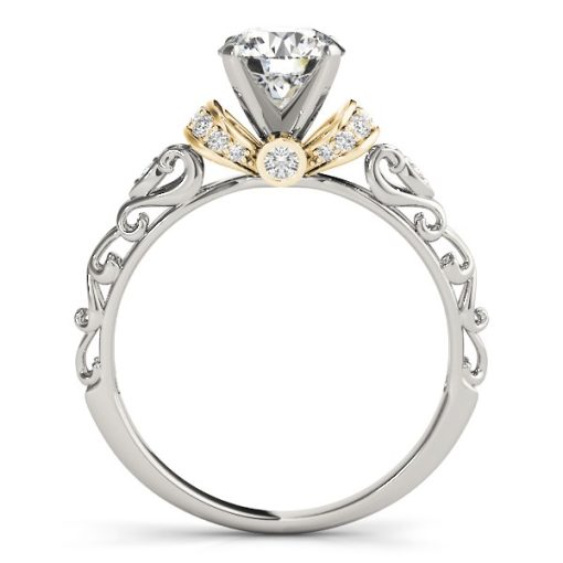 14k White And Yellow Gold Antique Style Diamond Engagement Ring (1 1/8 cttw) - Image 2