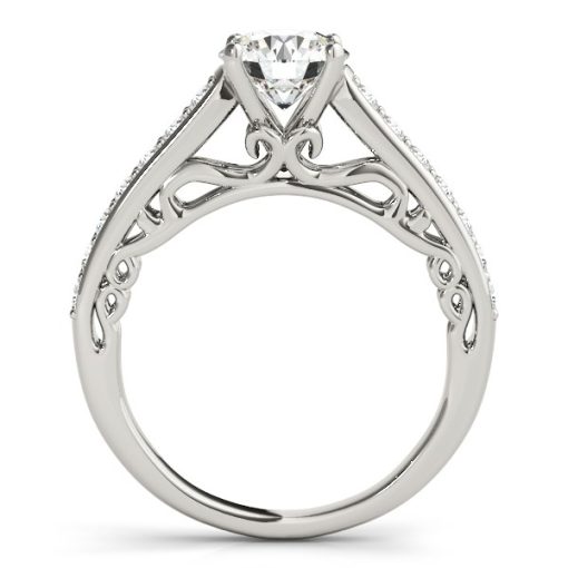 14k White Gold Unique Detailing Diamond Engagement Ring (1 1/3 cttw) - Image 2