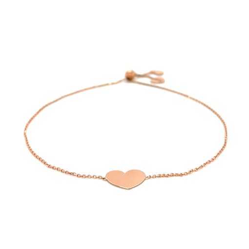 14k Rose Gold Adjustable Heart Bracelet (0.90 mm) - Image 2