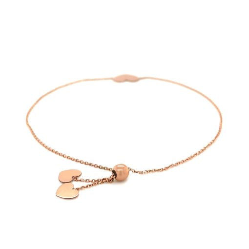 14k Rose Gold Adjustable Heart Bracelet (0.90 mm) - Image 3