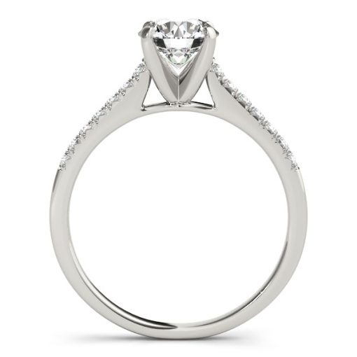 14k White Gold Single Row Scalloped Set Diamond Engagement Ring (1 1/8 cttw) - Image 2